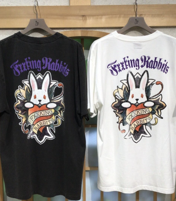 FR2 nadeshiko Cross Rabbits Tattoos Garment Dye T-shirt[FRC3858]