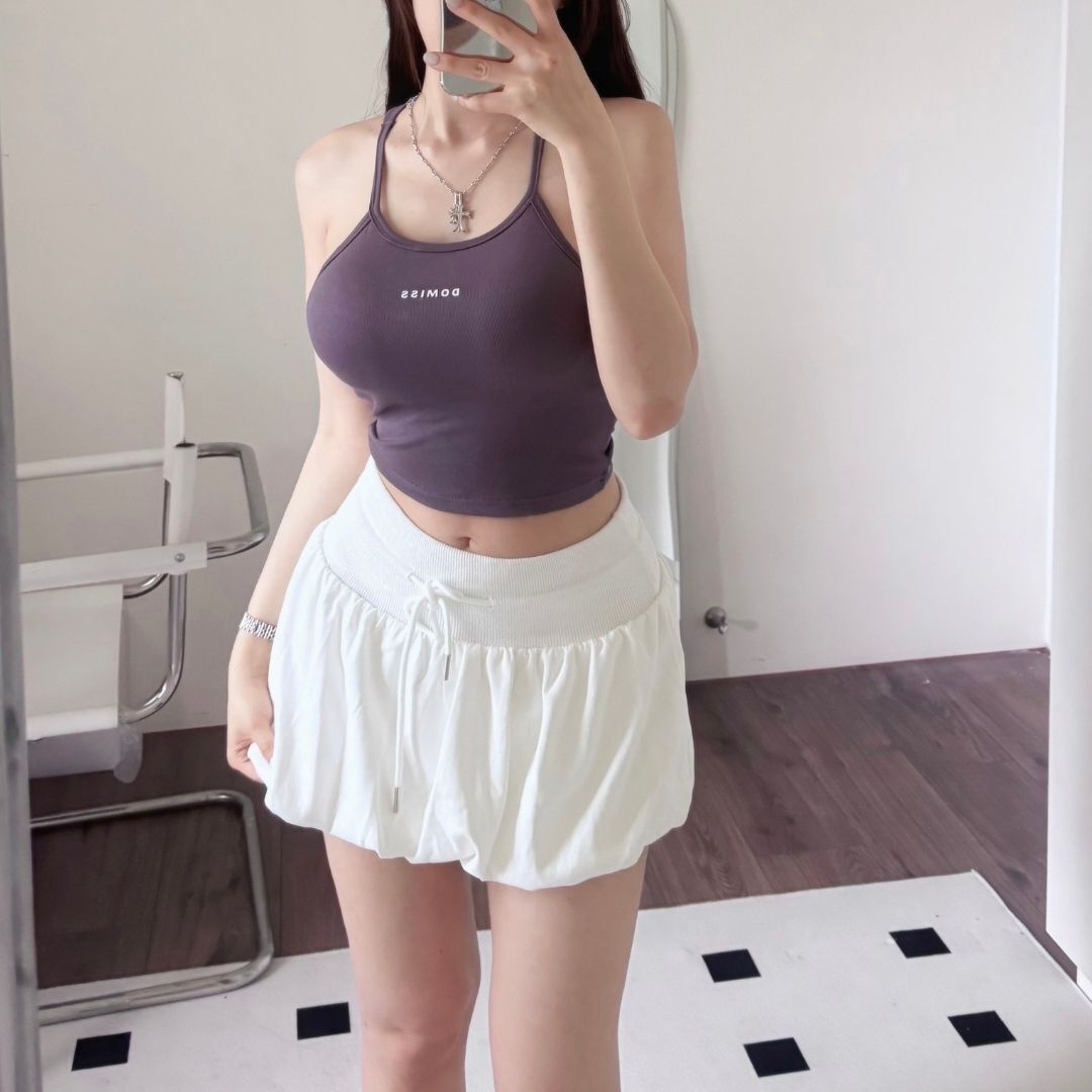 【澎澎燈籠裙】DOMISS顯瘦棉質短褲裙-3色 棉褲裙 燈籠裙 裙子 褲裙(現貨)