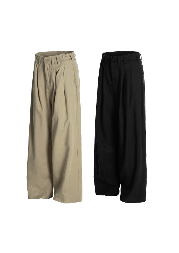 - SIMPLEACTION - 美式復古褶皺休閒西裝褲