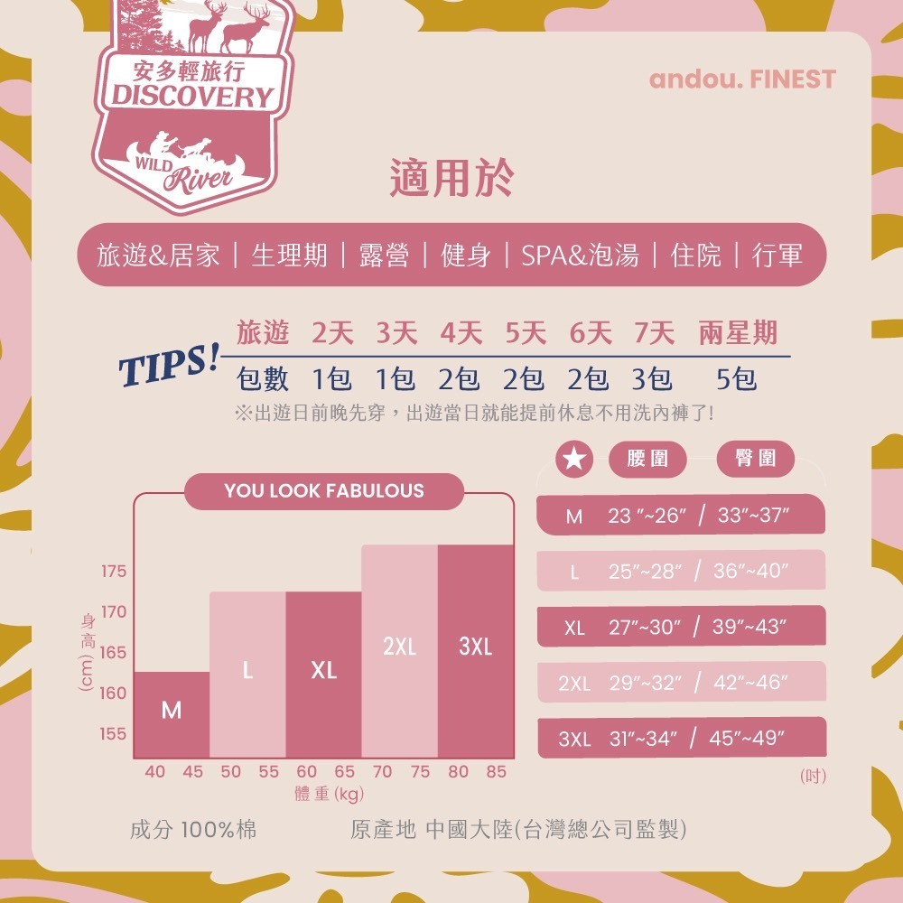 【樂森藥局】安多輕旅行精梳棉女中腰免洗褲 3入裝 淑女型 中腰 免洗內褲