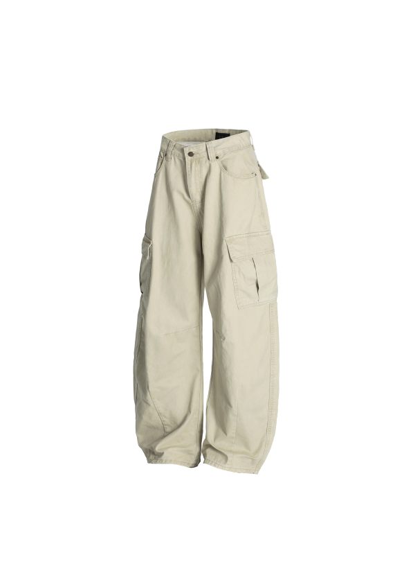 - SIMPLEACTION - 美式工裝褶皺多口袋牛仔褲