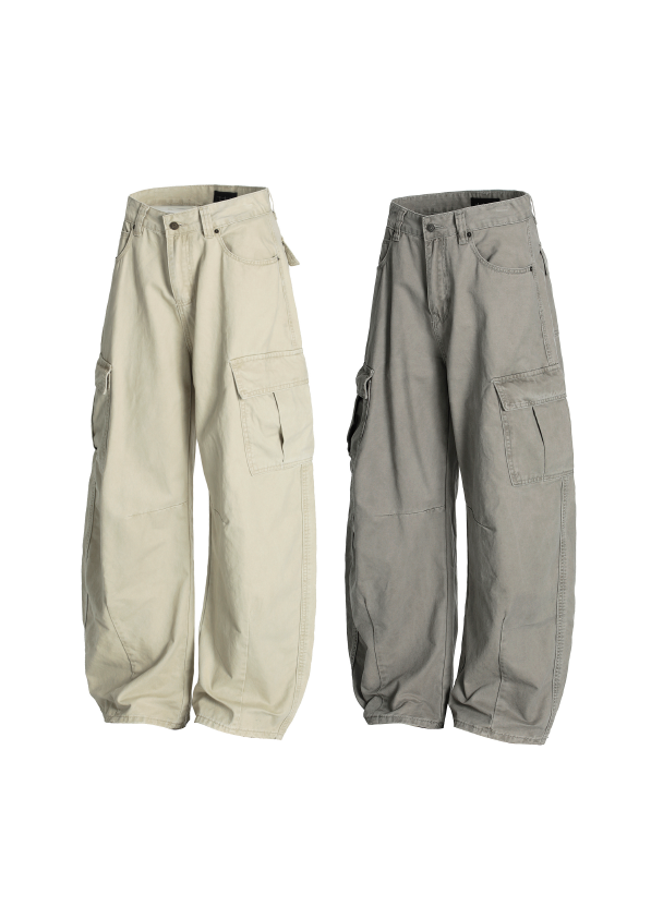 - SIMPLEACTION - 美式工裝褶皺多口袋牛仔褲