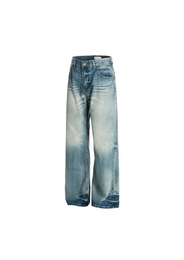 - SIMPLEACTION - 美式復古痞帥刷色牛仔褲