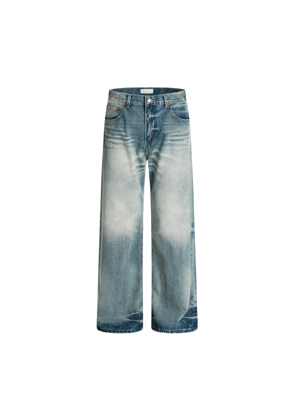 - SIMPLEACTION - 美式復古痞帥刷色牛仔褲