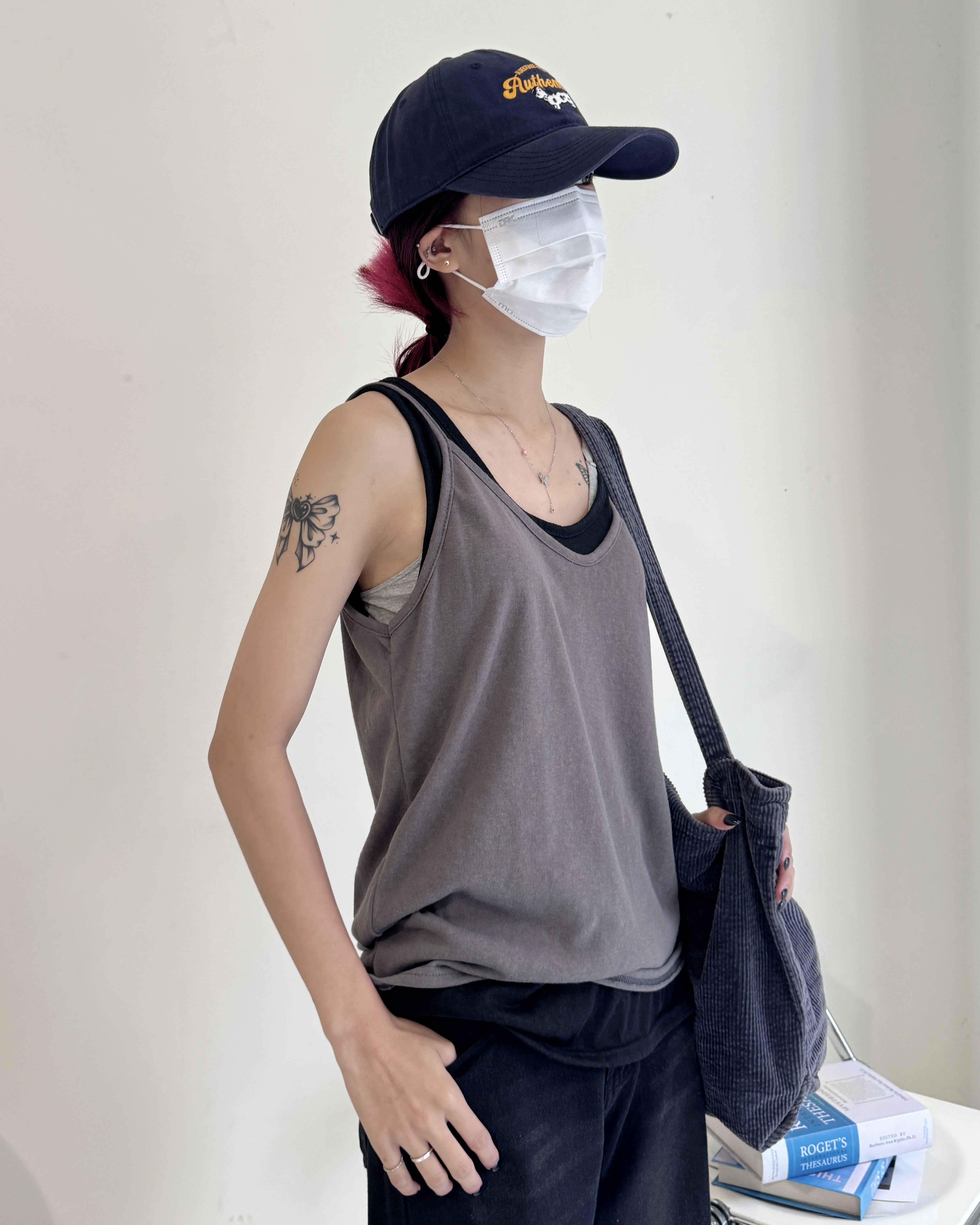 高級節紗棉細肩帶上衣-0188