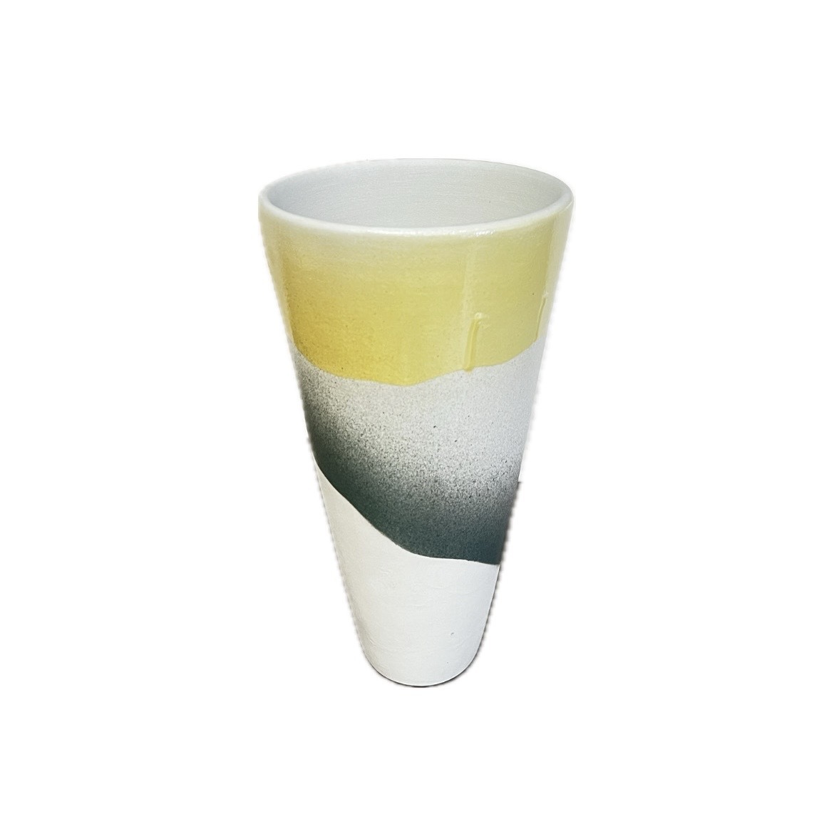 手作陶瓷花器-碧潭 黃綠