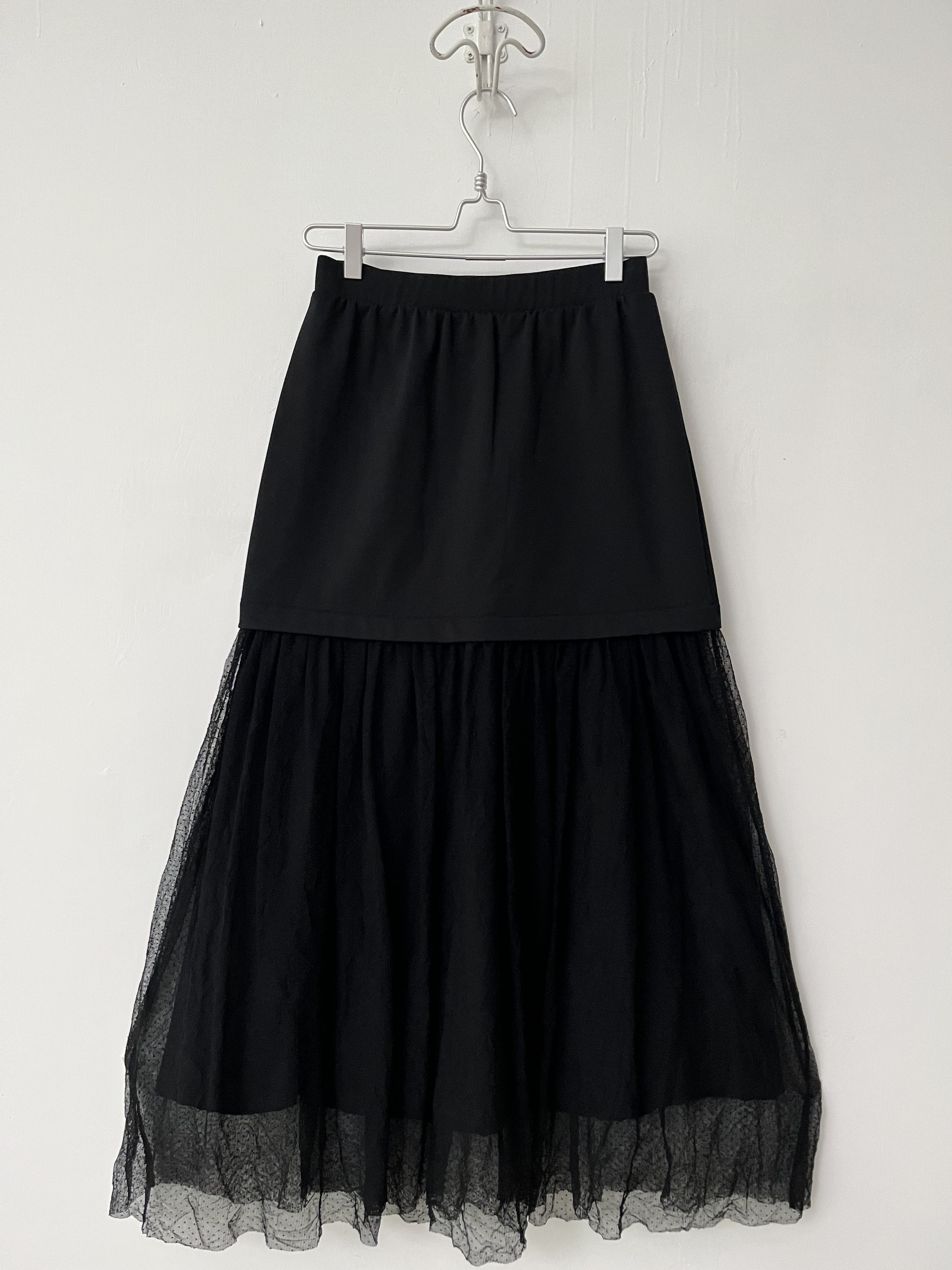 日本製iki黑色拼綱紗裙