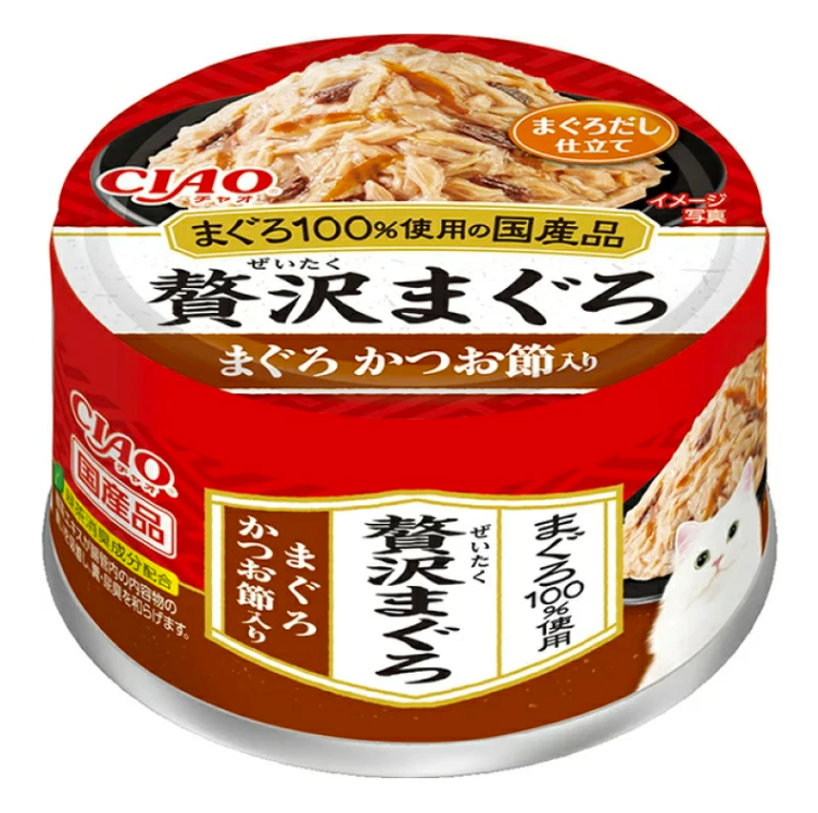 CIAO 貓罐頭．奢華罐頭 吞拿魚+鰹魚片60g #CC-88