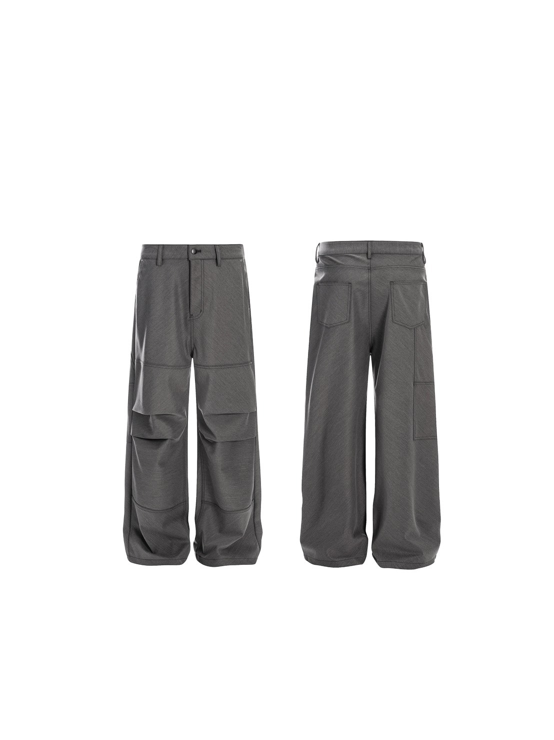 FU 韓系 摺皺 鉚釘 設計感 闊腿 #西裝褲