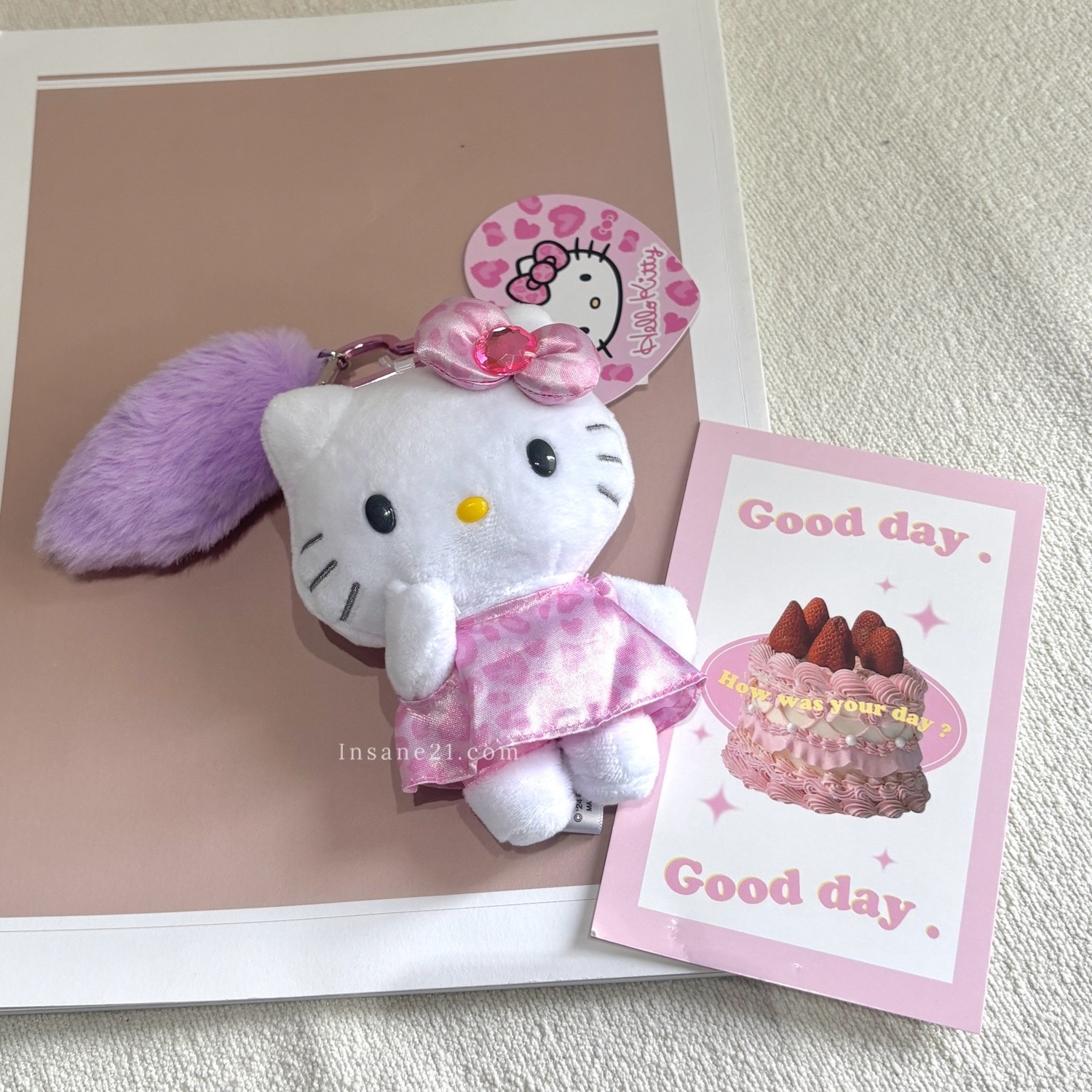 SANRIO HELLO KITTY 三麗鷗 凱蒂貓 尾巴 愛心 釦環 吊飾 / 現貨