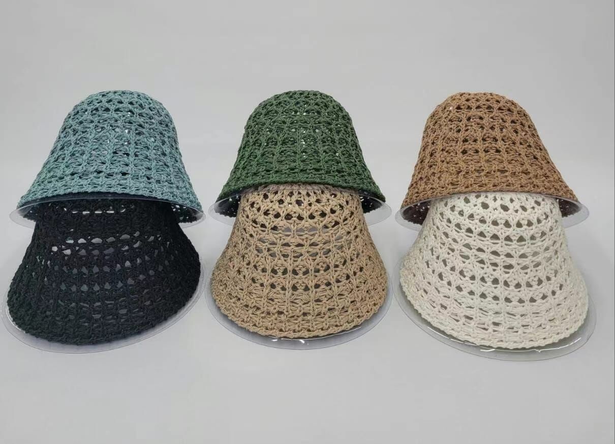 TH4444 草編洞洞筒帽