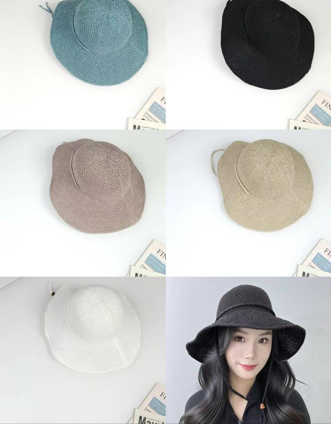 TH4445 草編綁帶漁夫帽