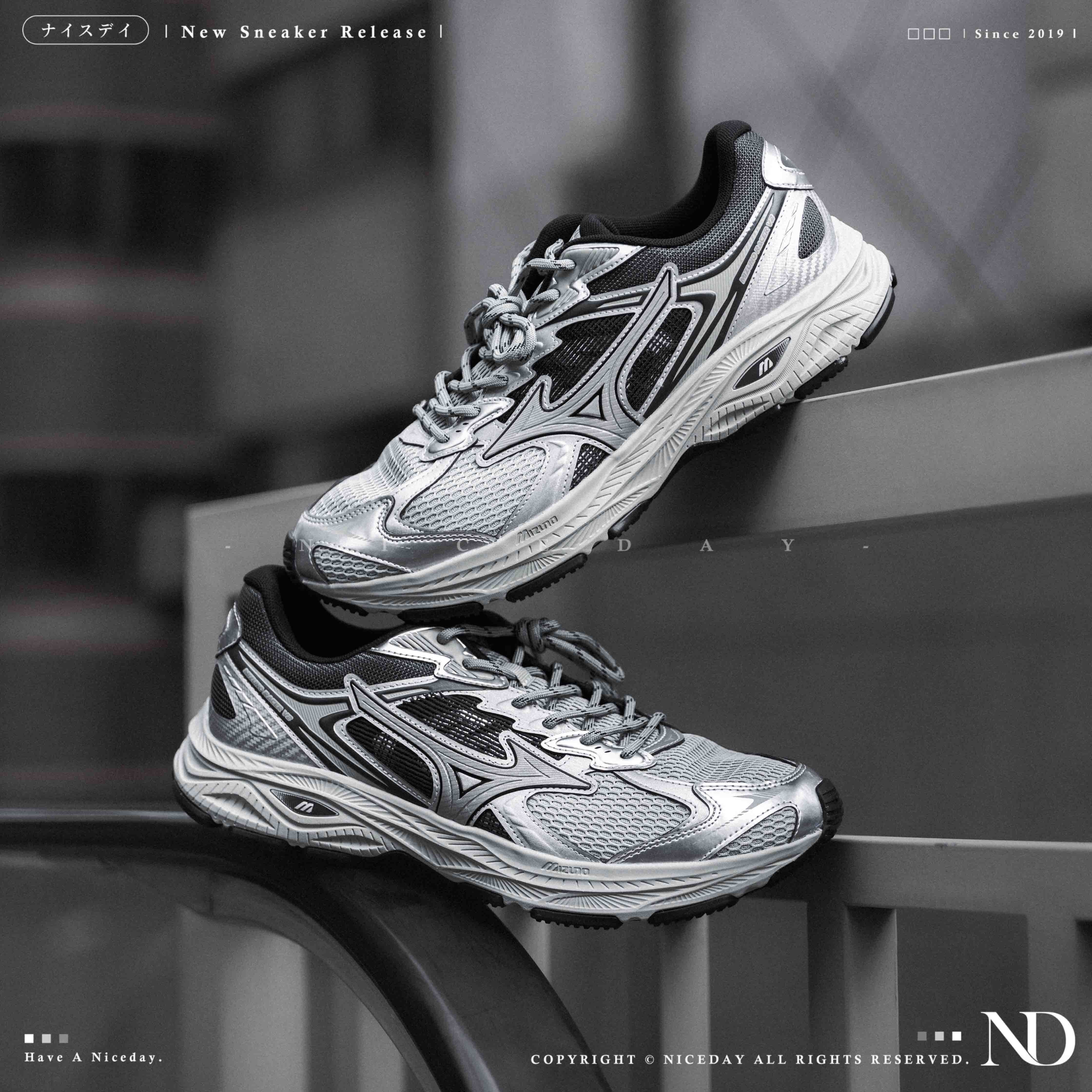 NICEDAY 代購 Mizuno Racer V2 黑銀 銀色 銀 灰 慢跑鞋 復古 穿搭 男女鞋 D1GH250601