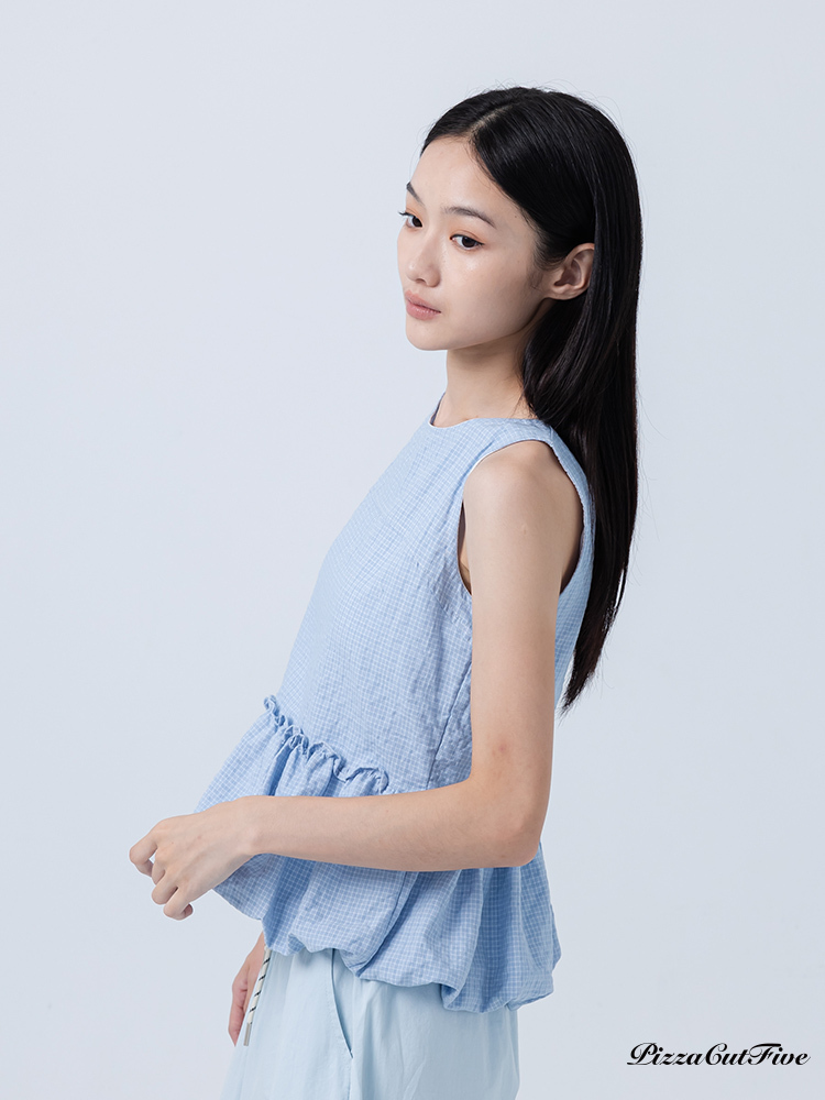[SALE]格紋泡泡花苞背心上衣 PizzaCutFive PCF252411024