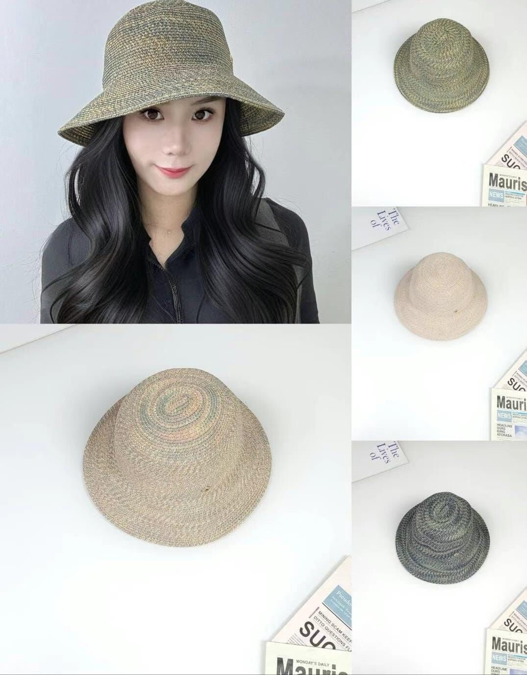 TH4452 混色草編漁夫帽