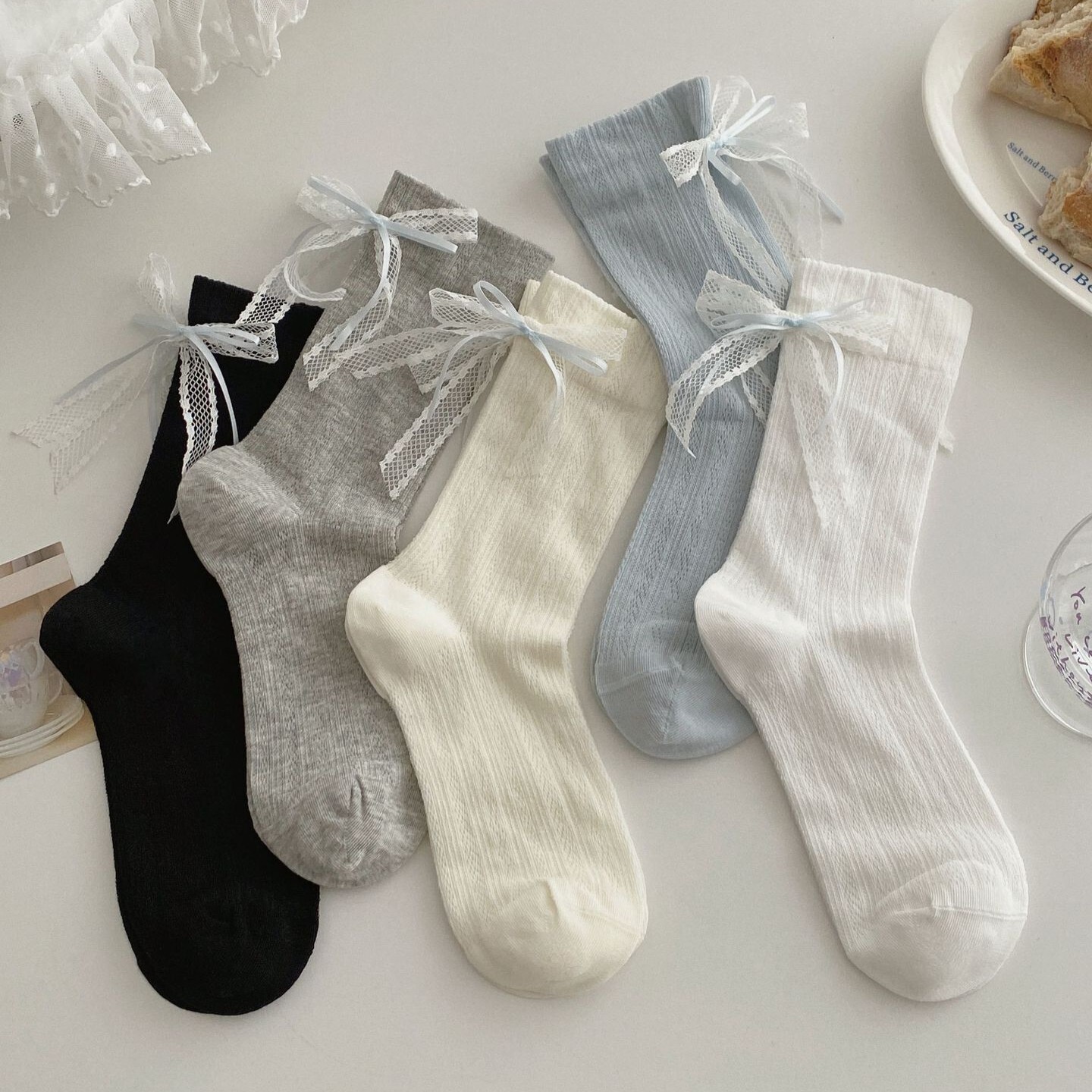 《6036》♾️夏季無骨芭蕾風蝴蝶結襪