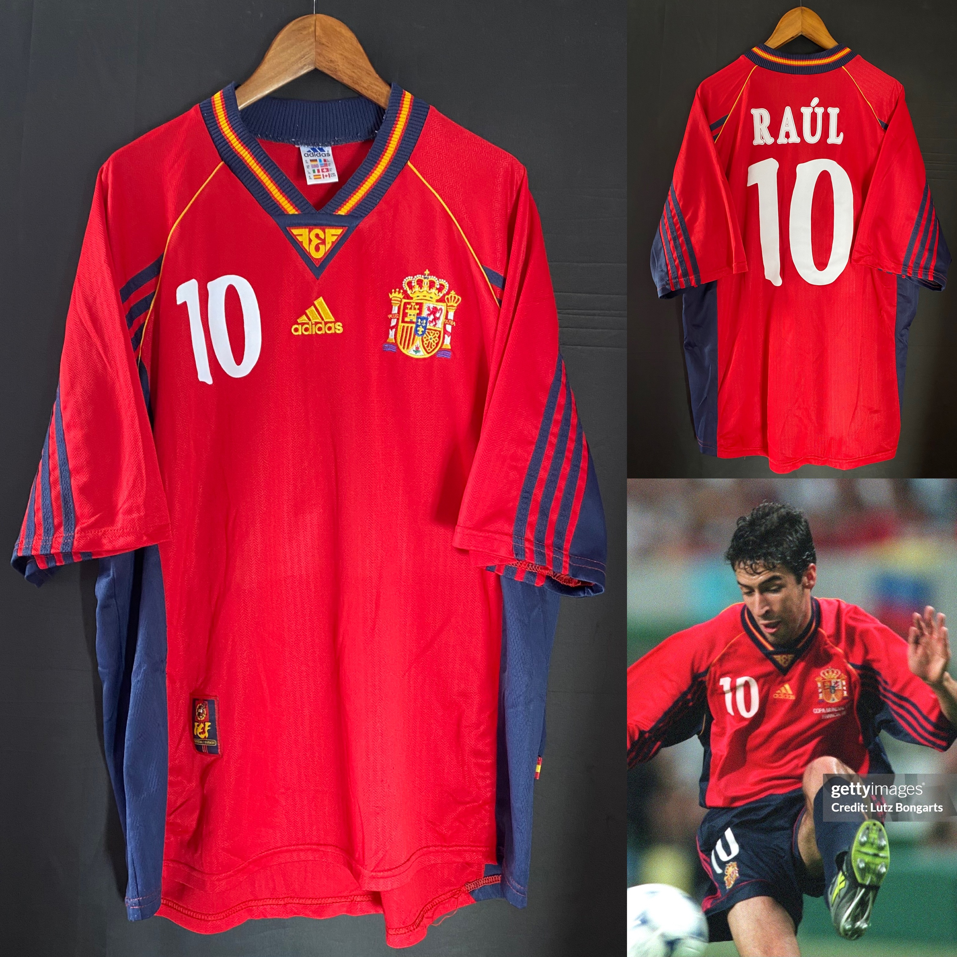 Spain 1998 FIFA World Cup Adidas Home Shirt #10 RAUL