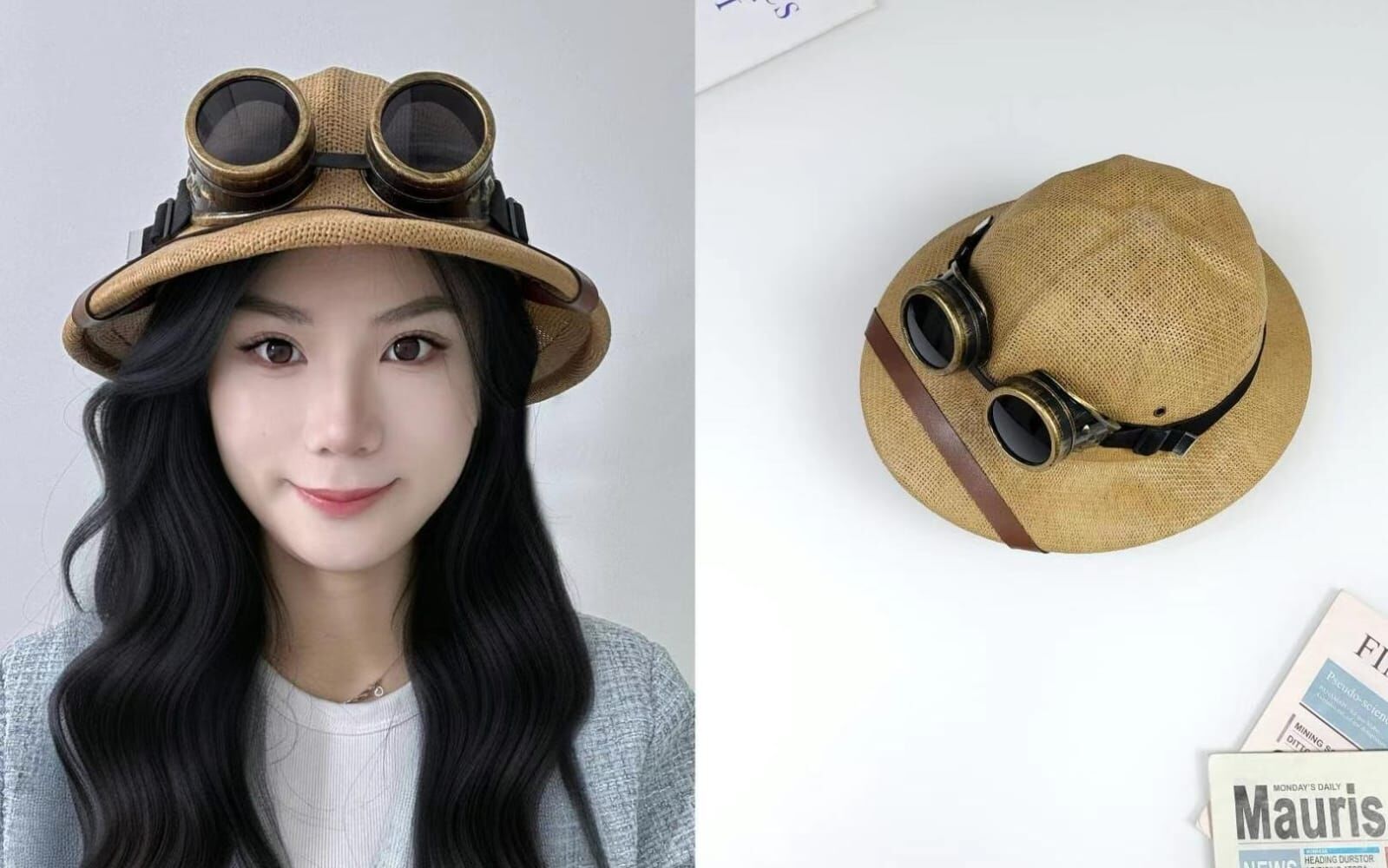 TH4454 飛行眼鏡草帽