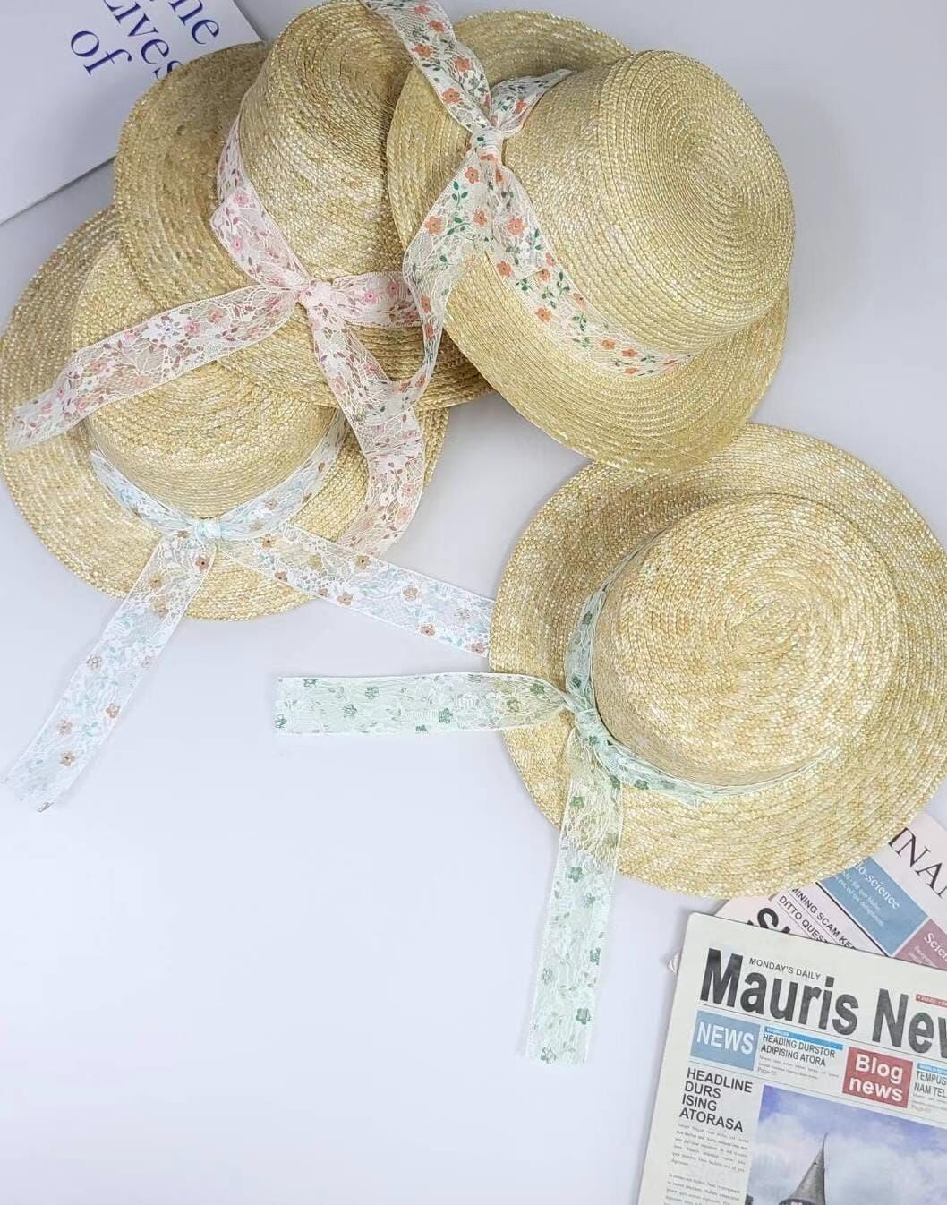 TH4461 花花絲帶草帽