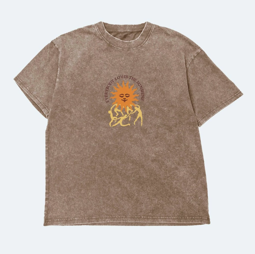 SIGHT - Everybody Loves The Sunshine 石洗工藝短Tee - 咖啡