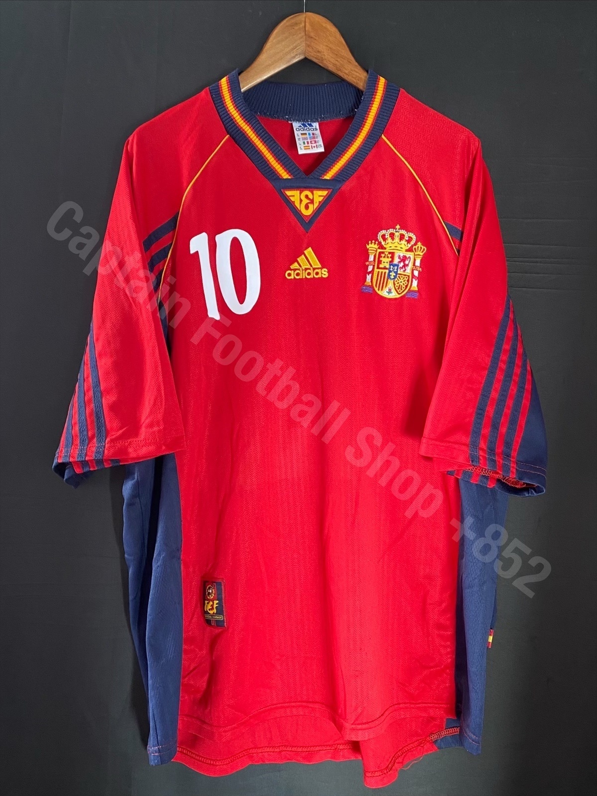 Spain 1998 FIFA World Cup Adidas Home Shirt #10 RAUL