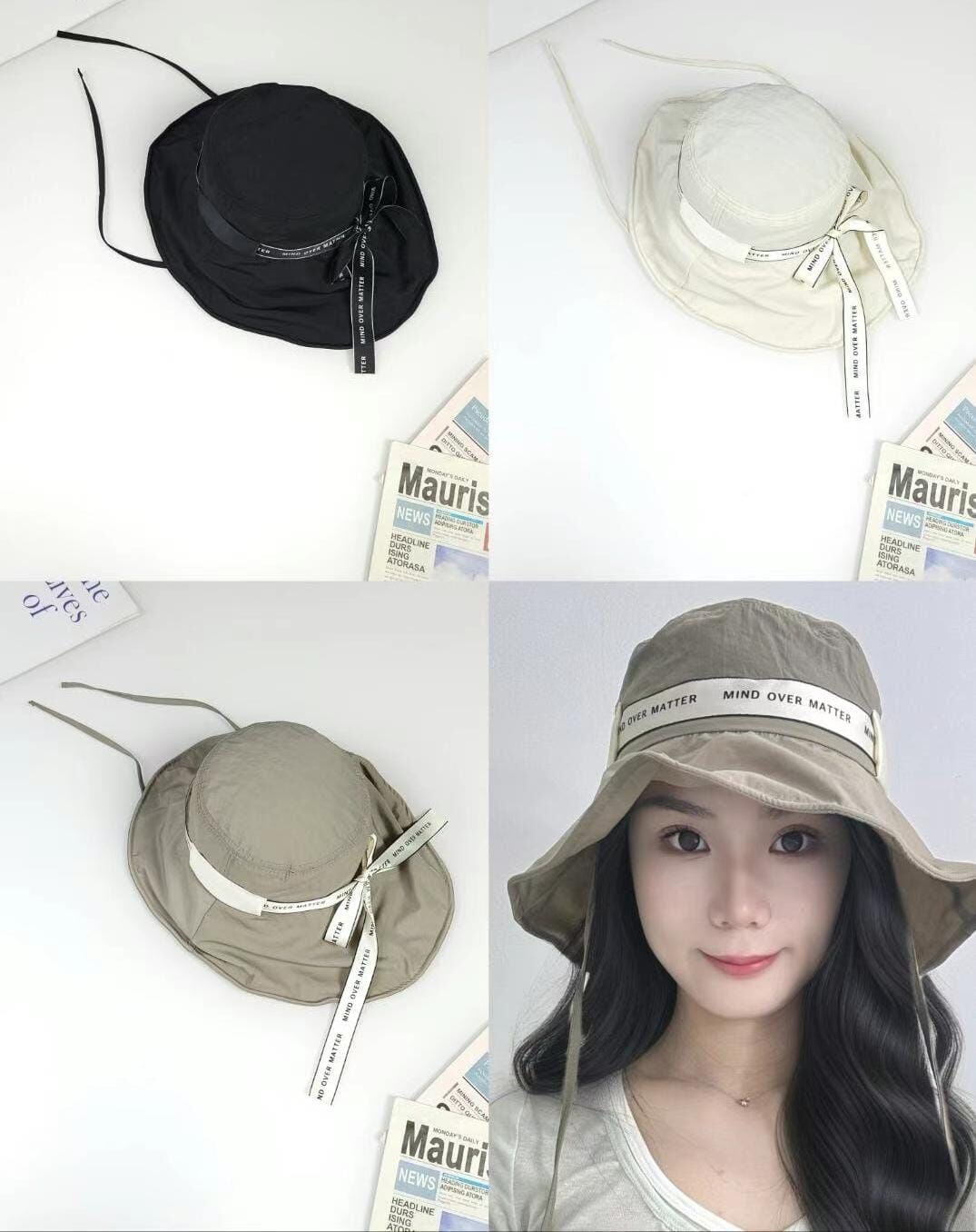 TH4464 字母絲帶漁夫帽