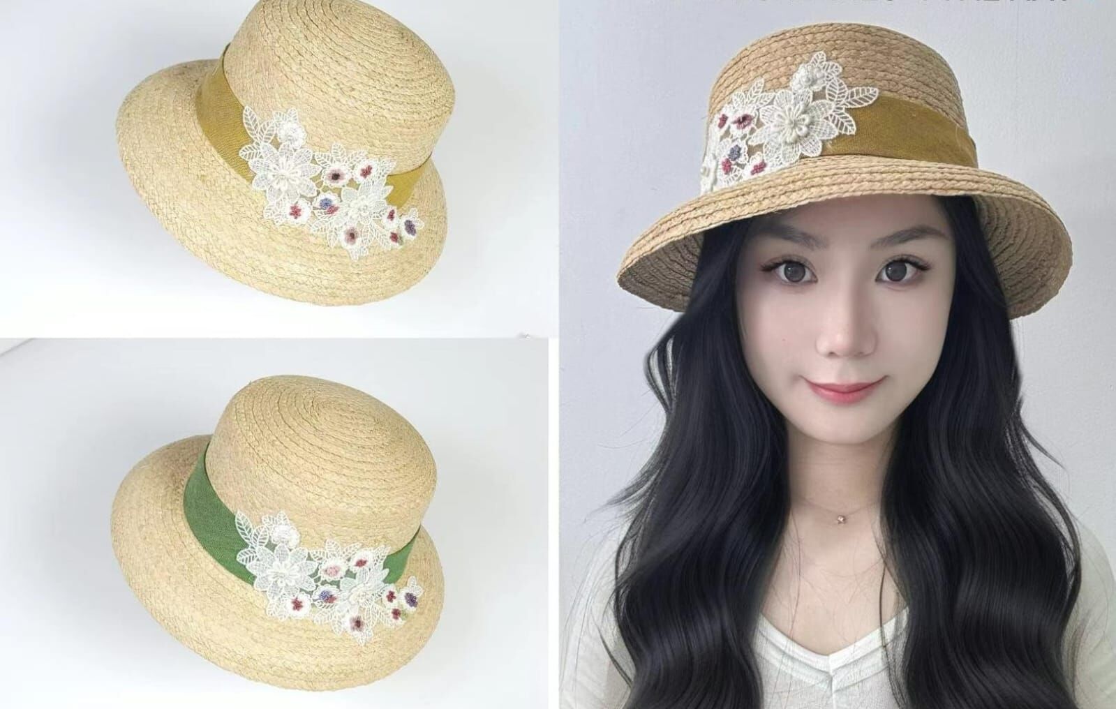 TH4469 鏤空刺繡花花草帽