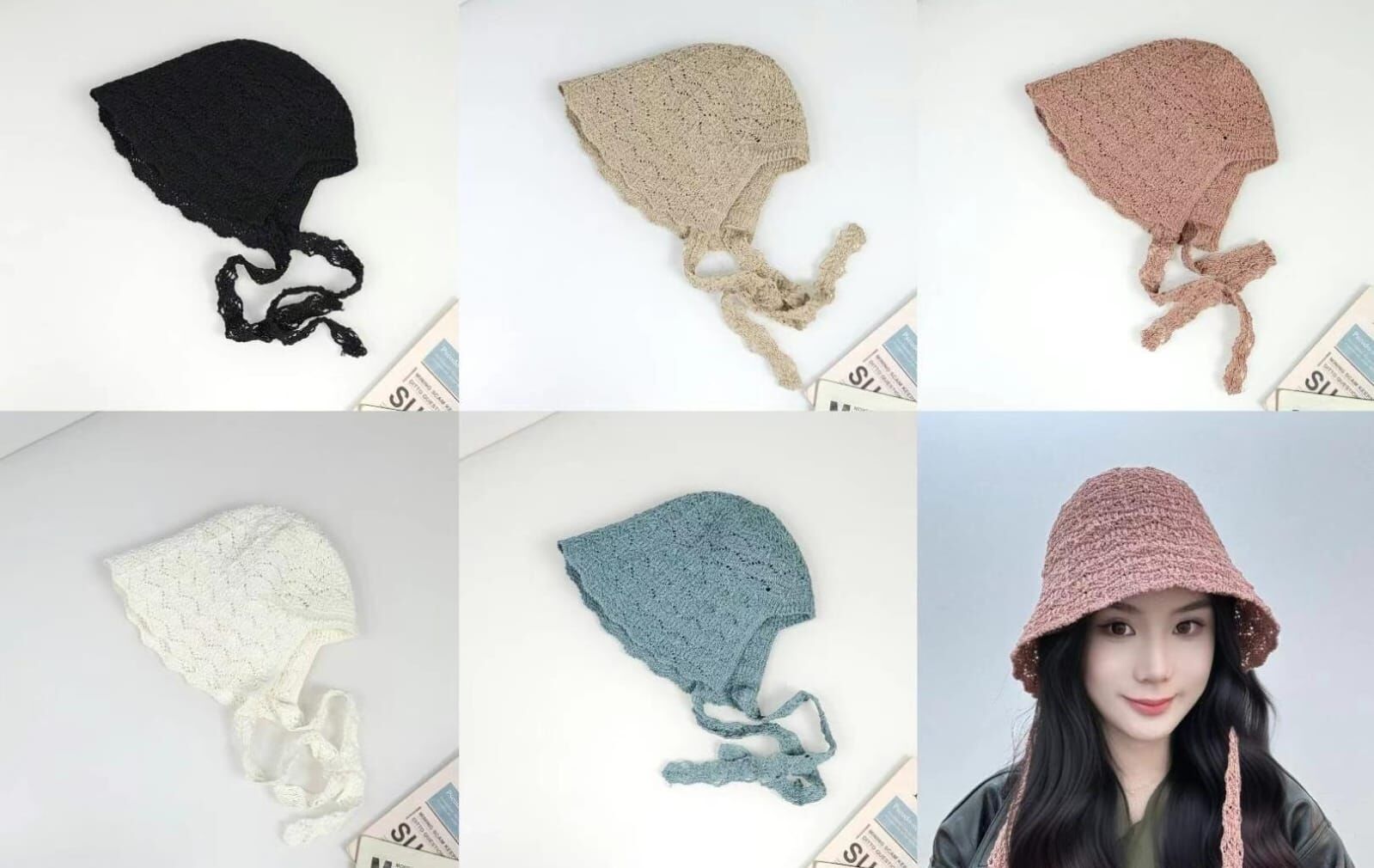 TH4474 貝殼草邊娃娃帽