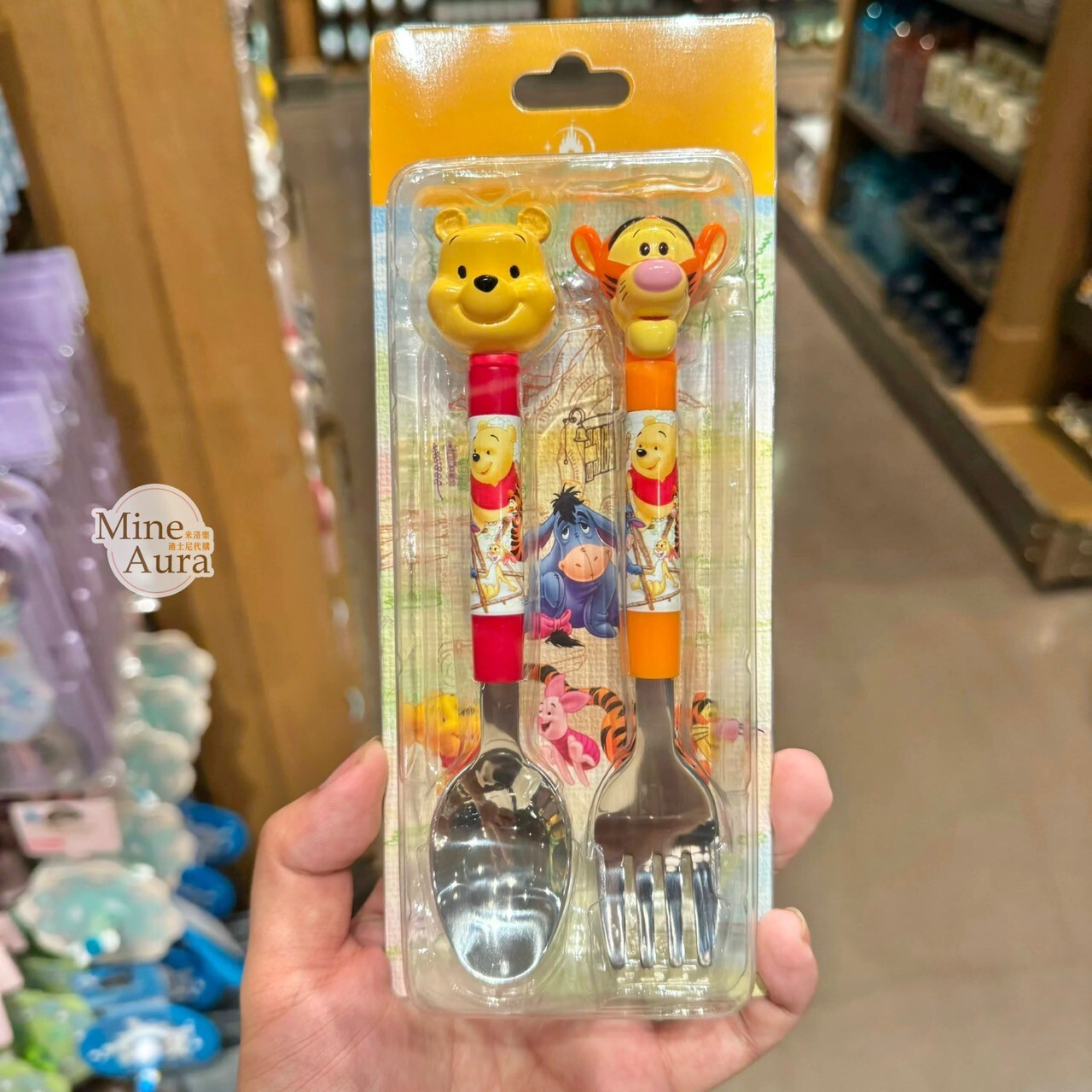 小熊維尼 Winnie the Pooh 跳跳虎 Tigger 大頭造型 湯匙 叉子 餐具 2入組 -上海迪士尼樂園