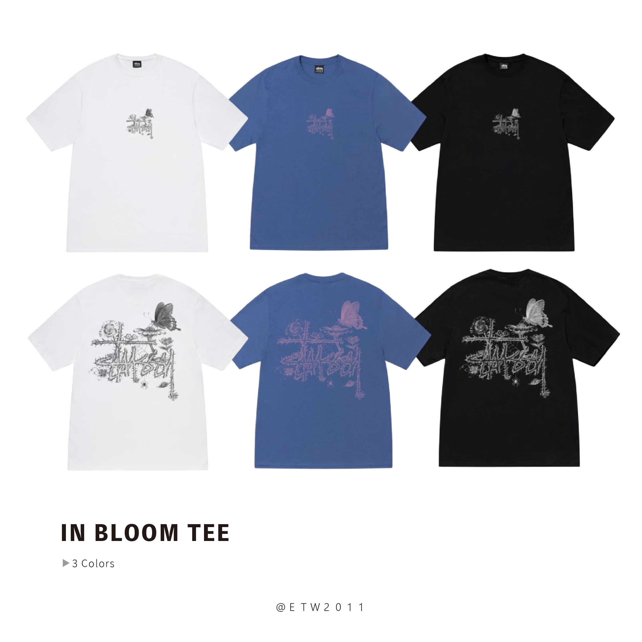 ☆ETW☆【EASY TO WEAR】Stussy 25SS IN BLOOM TEE 蝴蝶 花草 荊棘 短袖 短T 短TEE