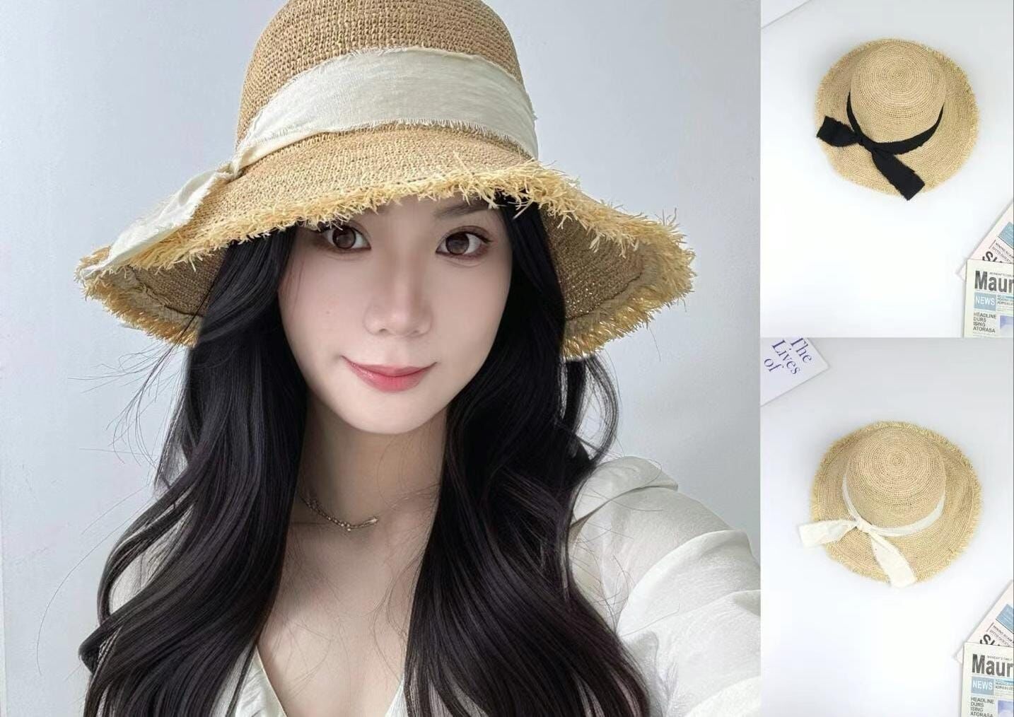 TH4480 綁帶蘇蘇太陽帽