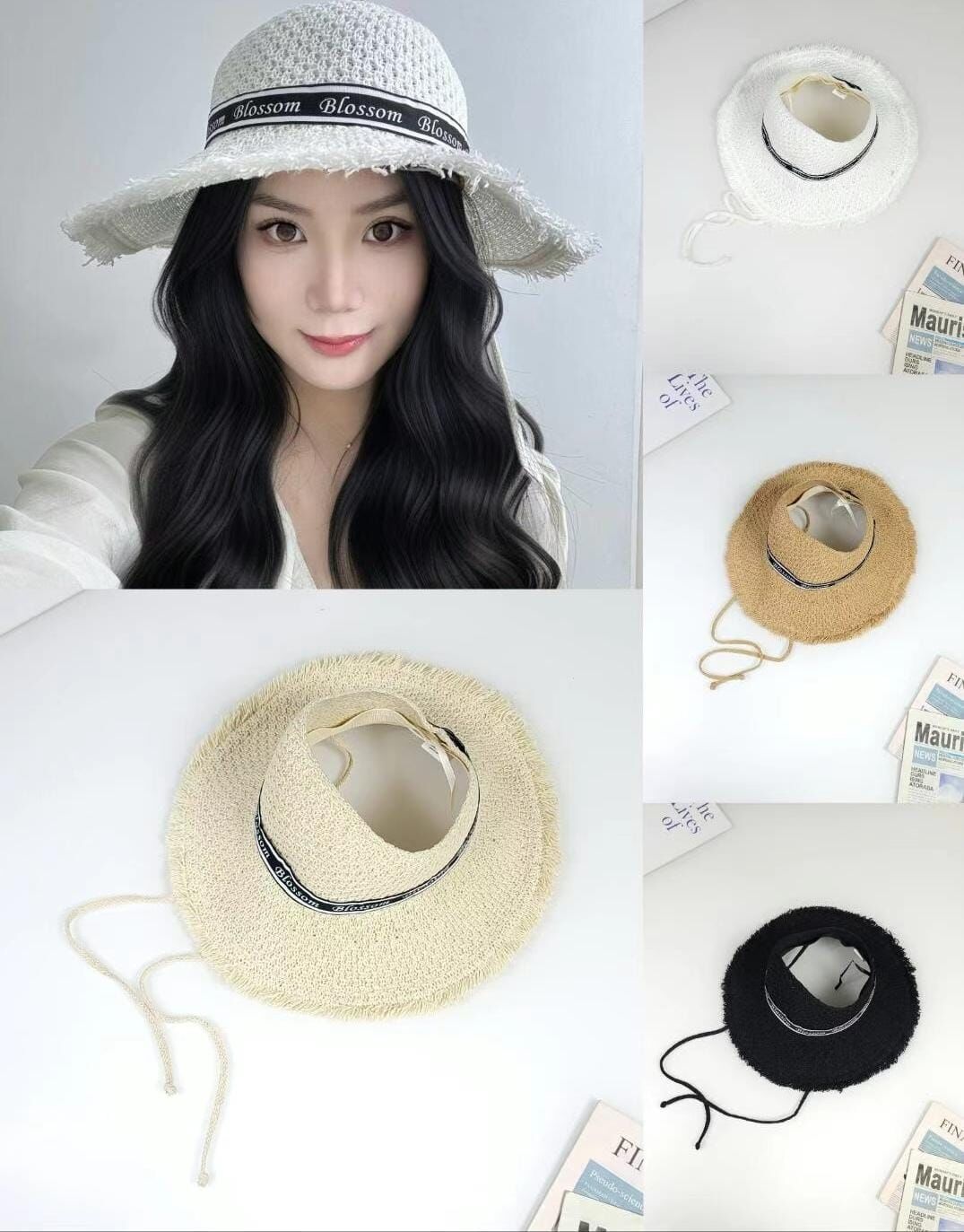 TH4482 Blossom綁帶中空草帽
