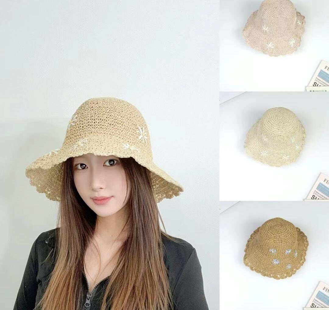 TH4486 雛菊花邊草帽