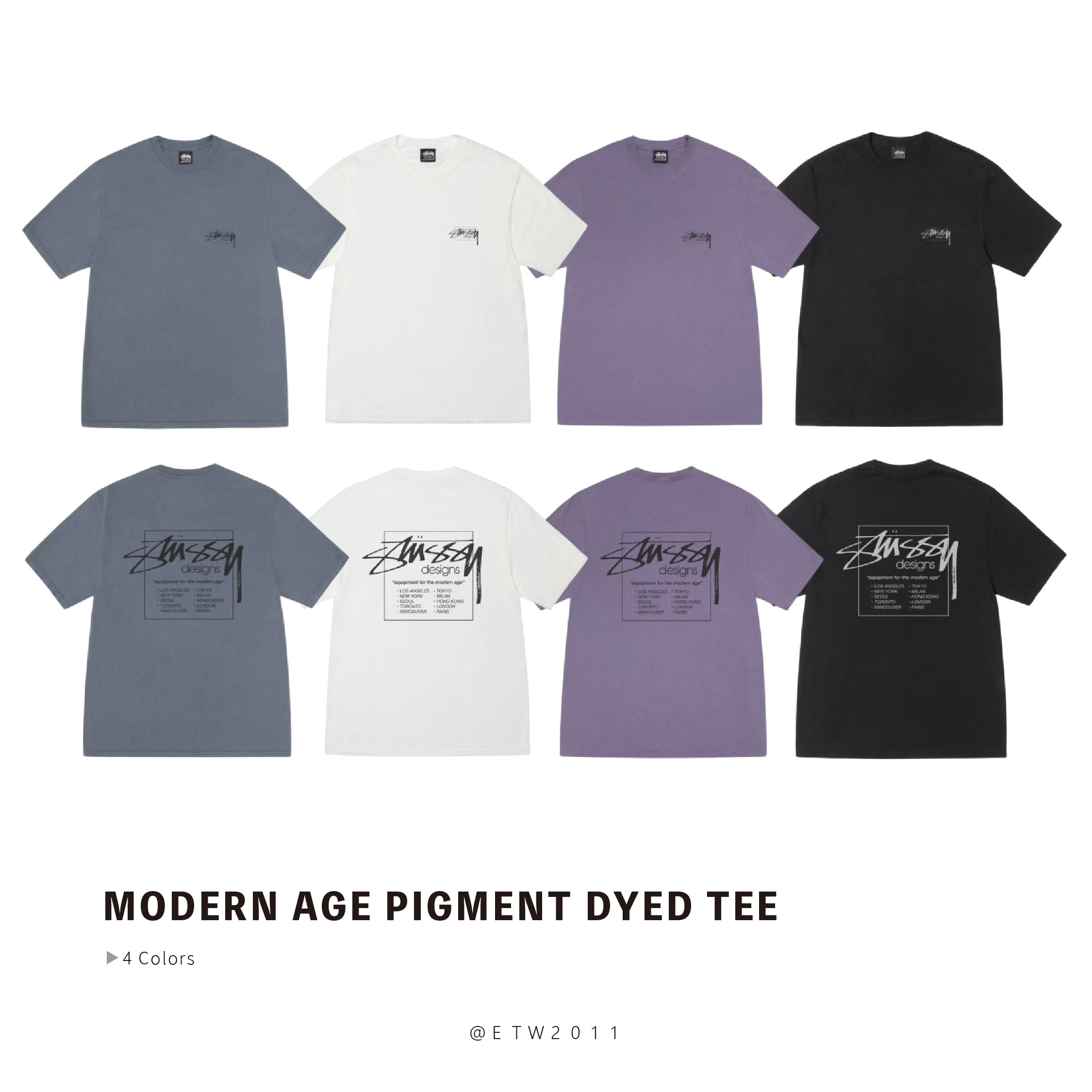 ☆ETW☆【EASY TO WEAR】Stussy MODERN AGE PIGMENT DYED TEE 設計 城市 水洗 短袖 短T 短TEE