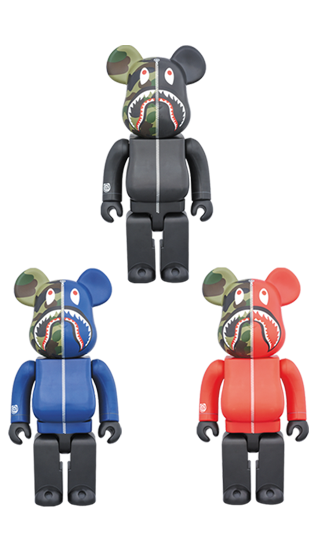 BEARBRICK BAPE 1st CAMO SHARK 400% SET OF 3