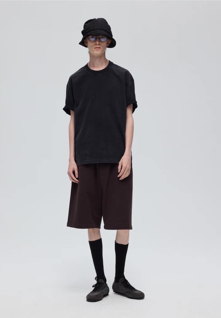 DECESOLO 復古水洗做舊褪色T - 黑/磚紅/卡其