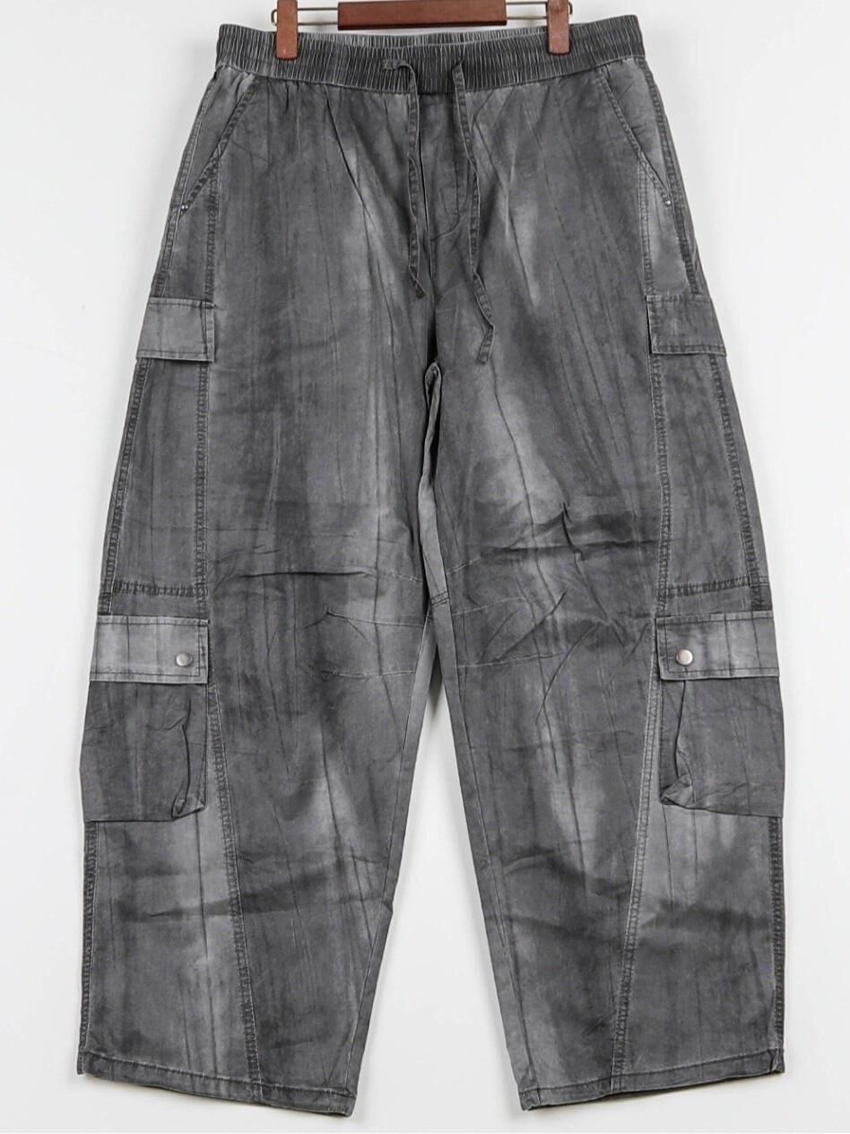 仿污淨色工裝鬆身褲 GLAMOUR-094P