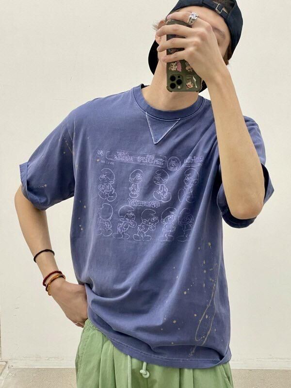 洗水卡通圖案英文字短袖Tee HIGH FIVE-148T