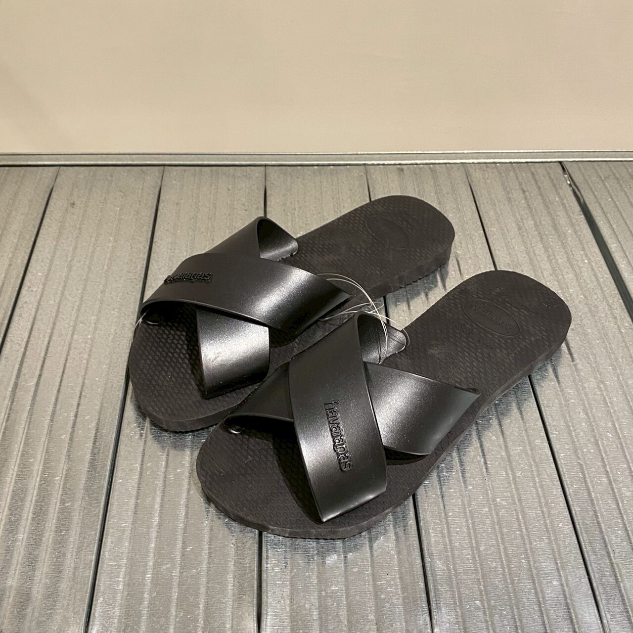 Havaianas 哈瓦仕 拖鞋 涼鞋 復古 交叉鞋帶 黑 Aqua Metallic 4148866-0090W