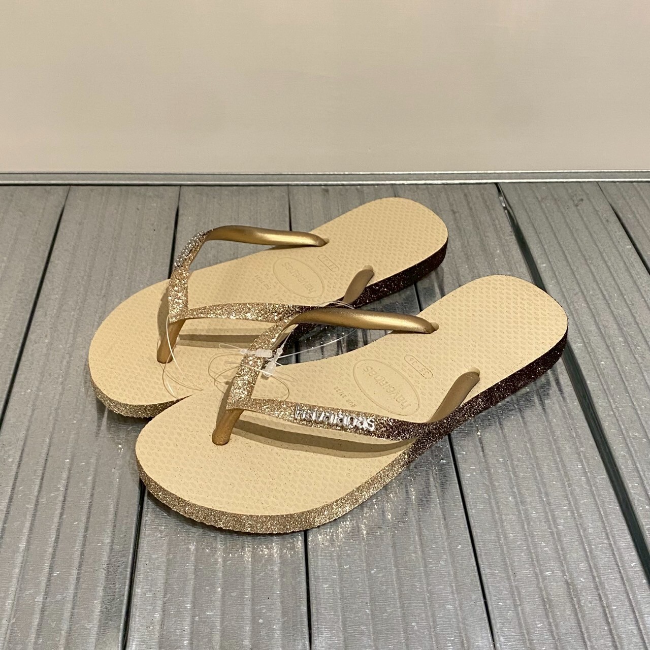 Havaianas 哈瓦仕 拖鞋 女鞋 夾腳拖 閃亮 Slim Sparkle 金 4146093-0154W
