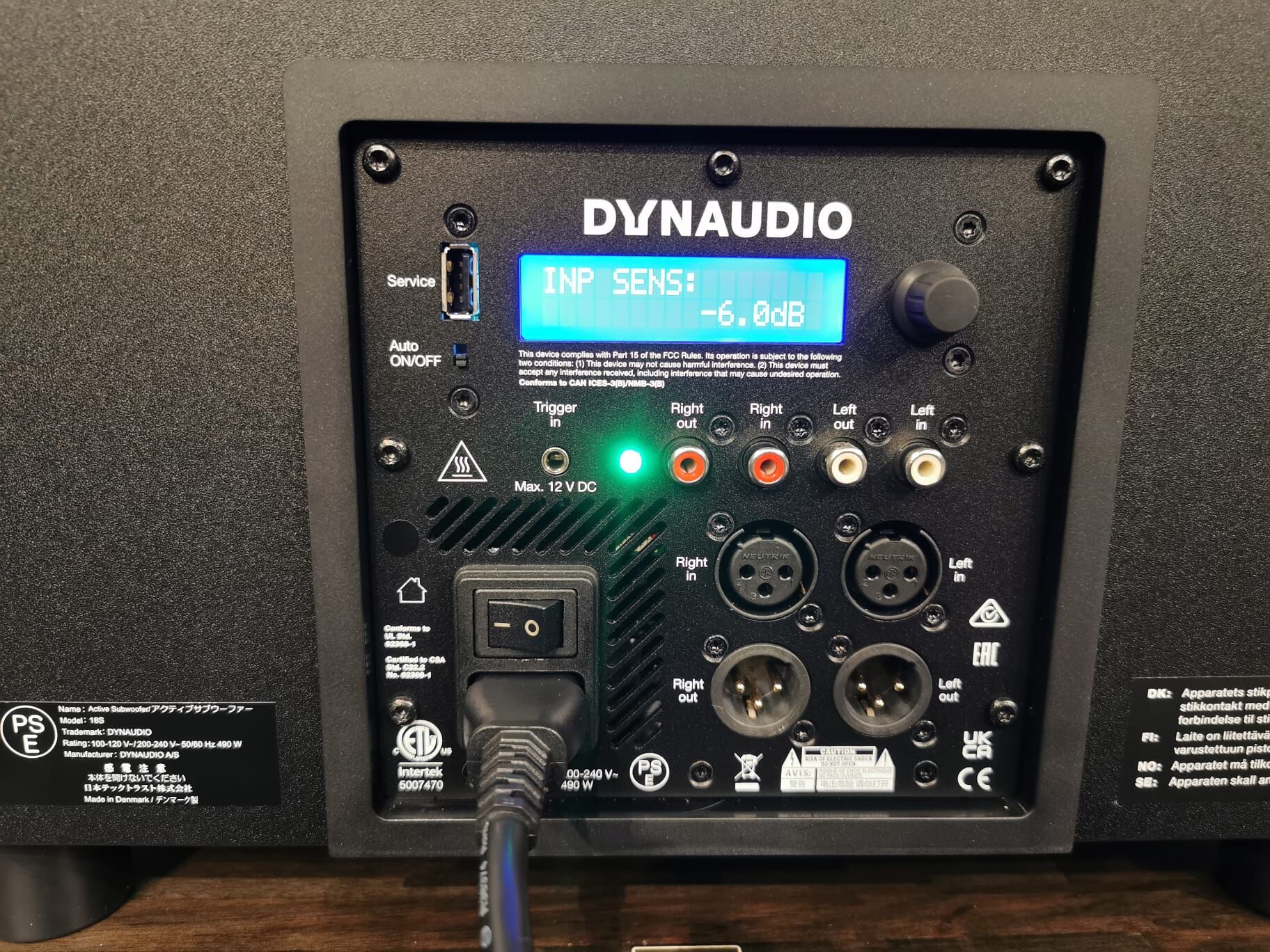 Dynauido Pro 18S超低音揚聲器的輸入靈敏度INP SENS