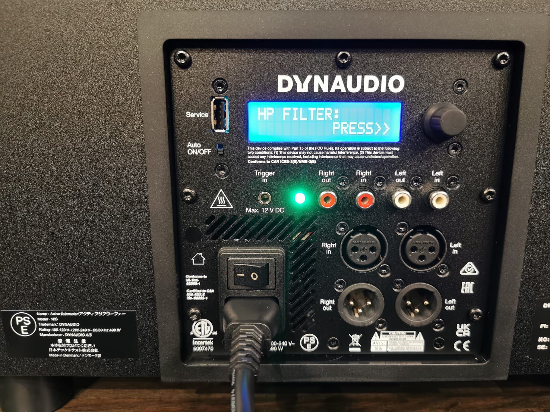 Dynauido Pro 18S超低音揚聲器的高通濾波HP FILTER設定介面