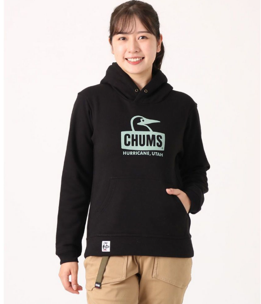 CHUMS Women’s Booby Face Pullover Hoodie – Black/green | JUN25