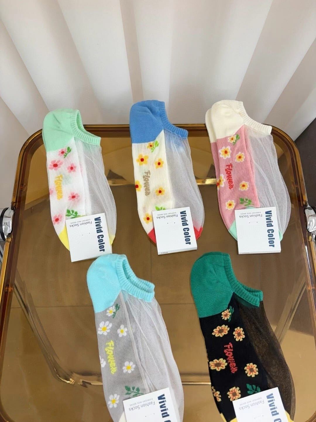 CT4406 雛菊拼紗不掉跟船襪  (任選5對$75 / 任選10對$138)