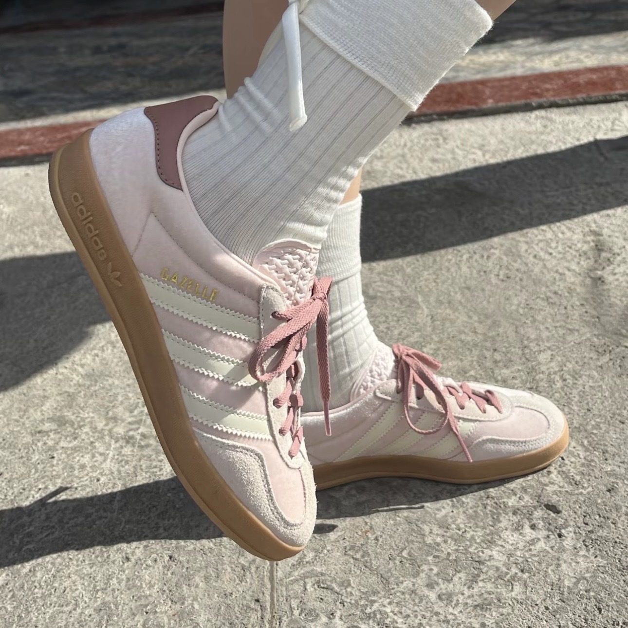ADIDAS GAZELLE INDOOR 櫻花粉 奶油粉 粉白 麂皮 休閒 女鞋 JR0232
