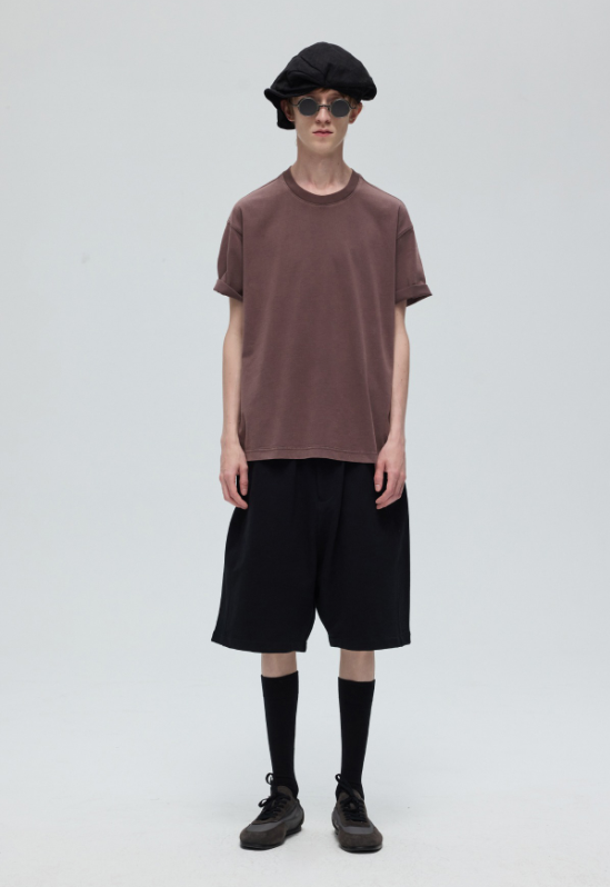 DECESOLO 大口袋低檔五分褲 - 黑/深灰