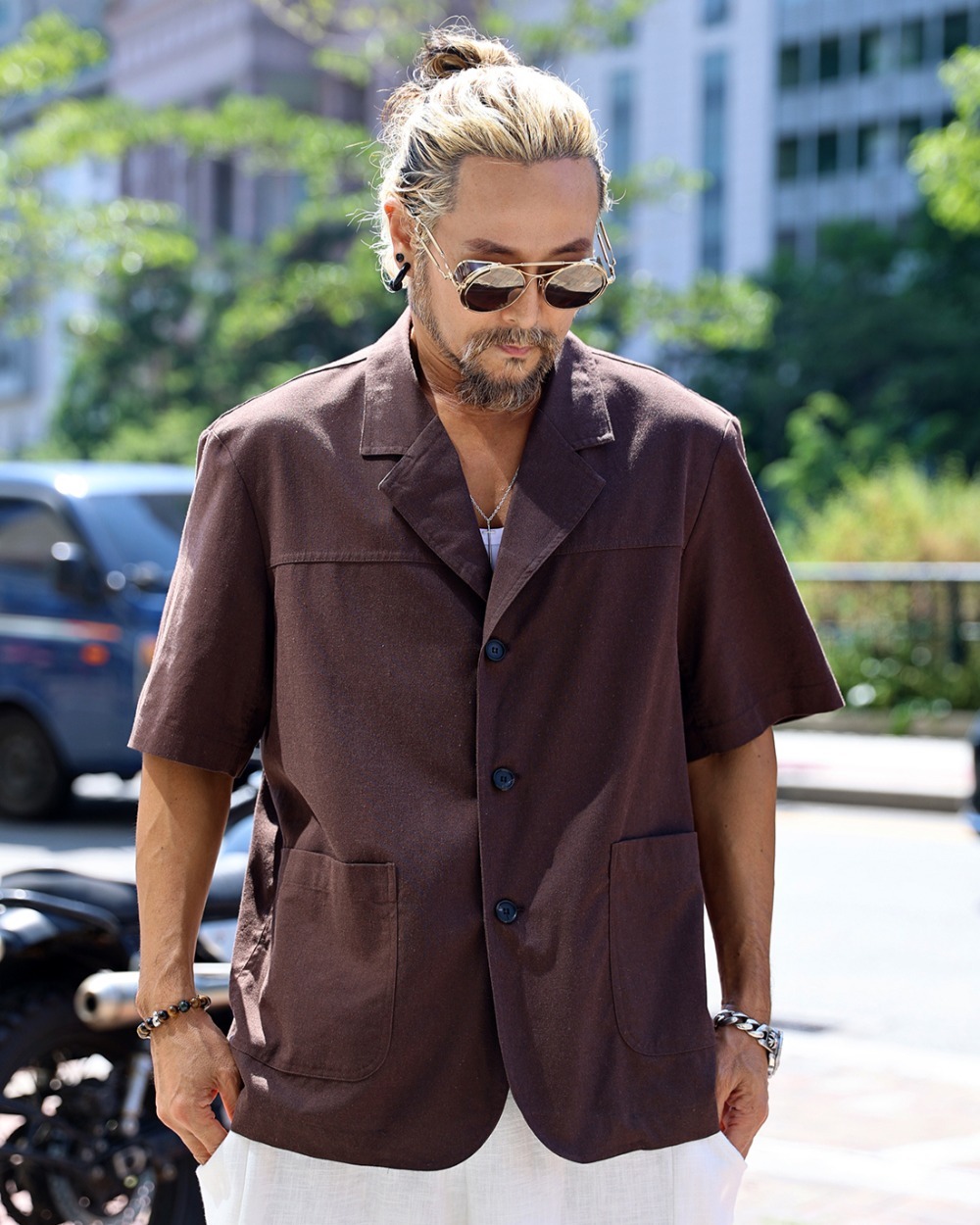 冰亞麻短袖西裝外套