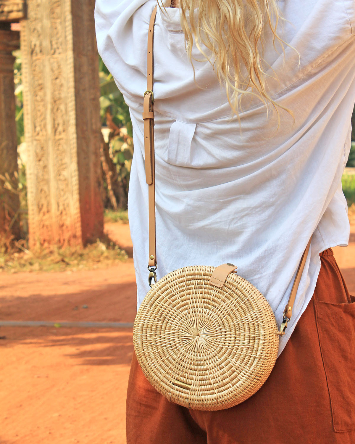 柳藤編織圓肩包｜Mandala Zarava｜柬埔寨