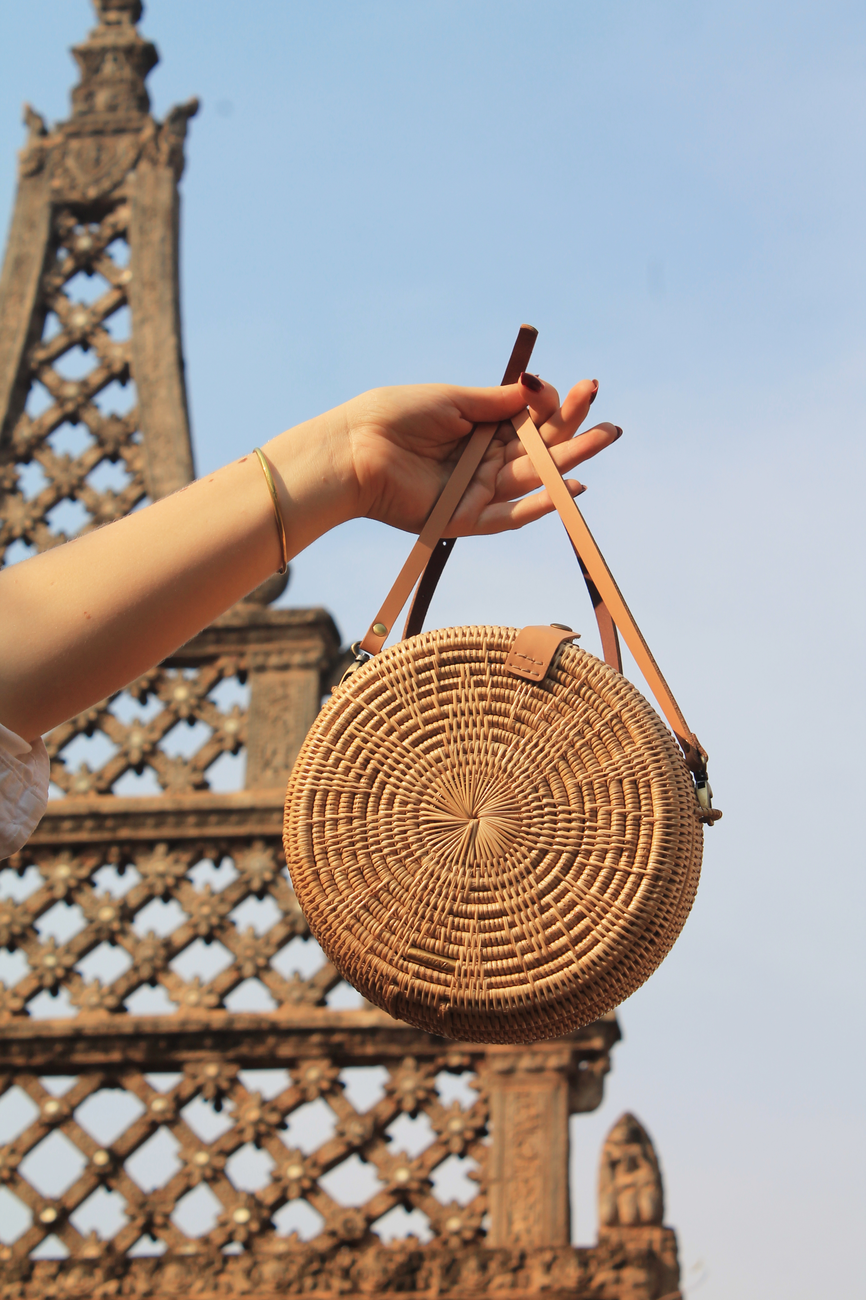 柳藤編織圓肩包｜Mandala Zarava｜柬埔寨