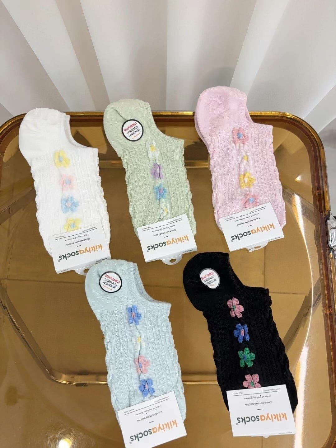 CT4415 花花立體紋不掉跟船襪  (任選5對$75 / 任選10對$138)